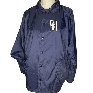 Vtg Girl Skateboards Brand Mens sz S Jacket Windbreaker Blue Unisex Lined Snap